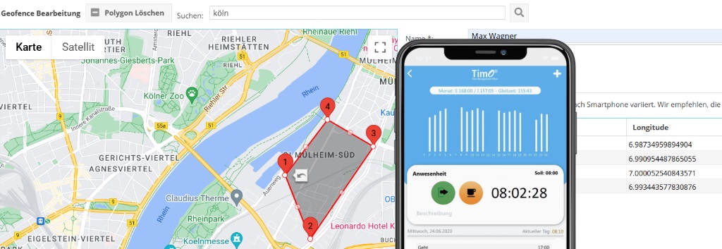 Mobile Zeiterfassung mit GPS per App